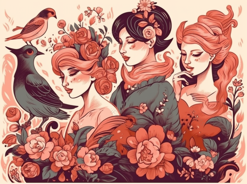 母亲节插画原创手绘人物插画海报女神女王肌理插画三个化妆的女人,插画/手绘图,插画/手绘图库,插画/手绘图下载,插画/手绘